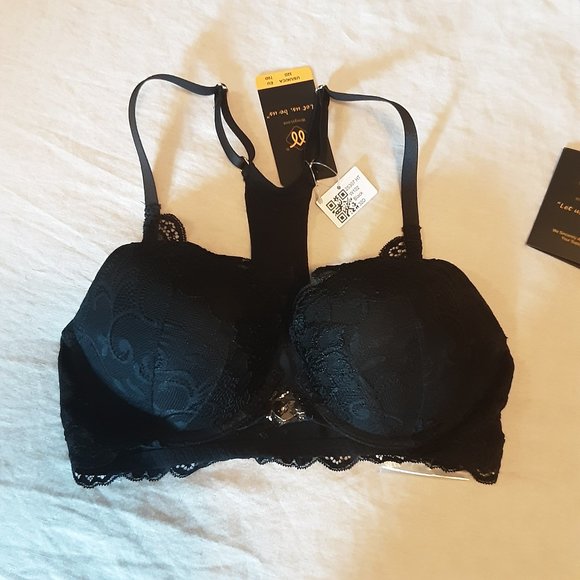 Wingslove New 32D Front Bra with Necklace Plunge Racerback Lace Black - Picture 2 of 13